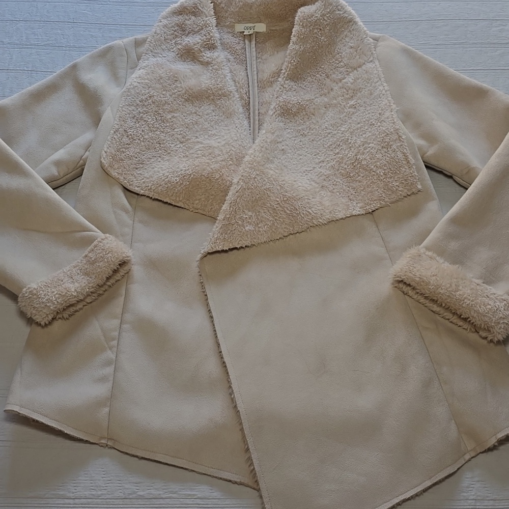 Oddy Faux Shearling & Faux Fur Cream Jacket Women's Size S - Picture 2 of 10